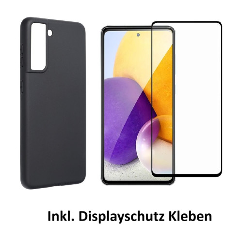 Set Samsung S24 Back Cover schwarz (Hülle+Panzerglas+Kleben)