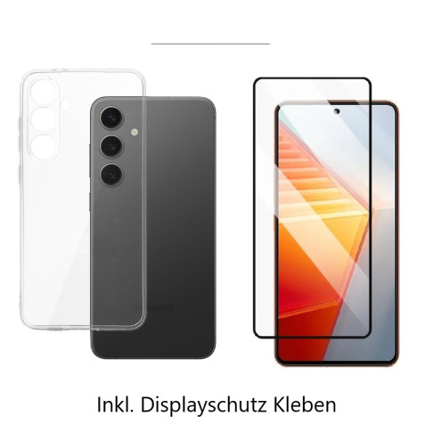 Set Samsung Galaxy A56/A36 Back Cover transparent (Hülle+Panzerglas+Kleben)