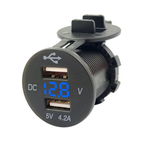 KFZ-Adapter 2x USB mit Vollanzeige schwarz