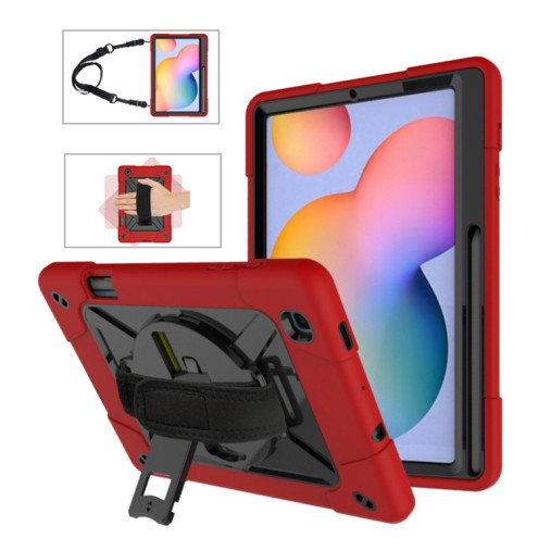 Tablet-Case Rugged Galaxy Tab S6 lite (2020/2022/2024) rot-schwarz mit drehbarem Ständer,Handschlaufe,Schultergurt