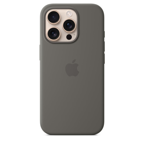 Apple iPhone 16 Pro Silikon Case mit MagSafe steingrau
