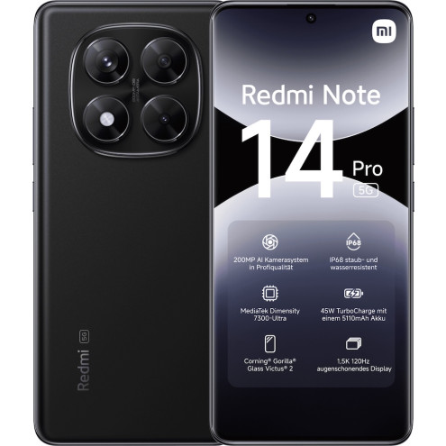 Xiaomi Redmi Note 14 Pro 5G 8/256GB midnight black offen für alle Netze