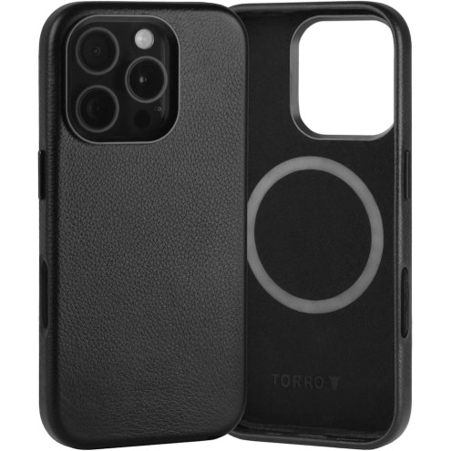 Torro Leder Back Cover MagSafe iPhone 16 Pro schwarz