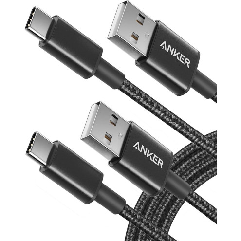 Anker USB-A/USB-C-Kabel Nylon USB 2.0 1,8M (2 Stück) schwarz 2 Stück Packung