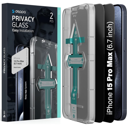 Deppa Privacy Panzerglas iPhone 15 Pro Max (2 Stück Packung)